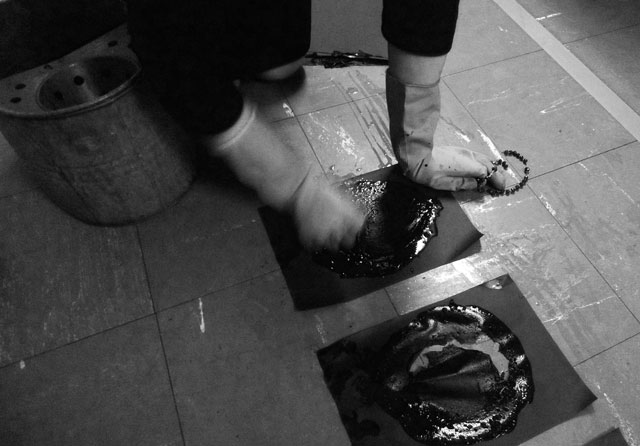 Birgitta Hosea. Rosary Drawing XII, 2015. Photograph, 29.7 x 21cm. Documentation of performance at 51% Remember Her exhibition, Tower Gallery, London, 2017.
