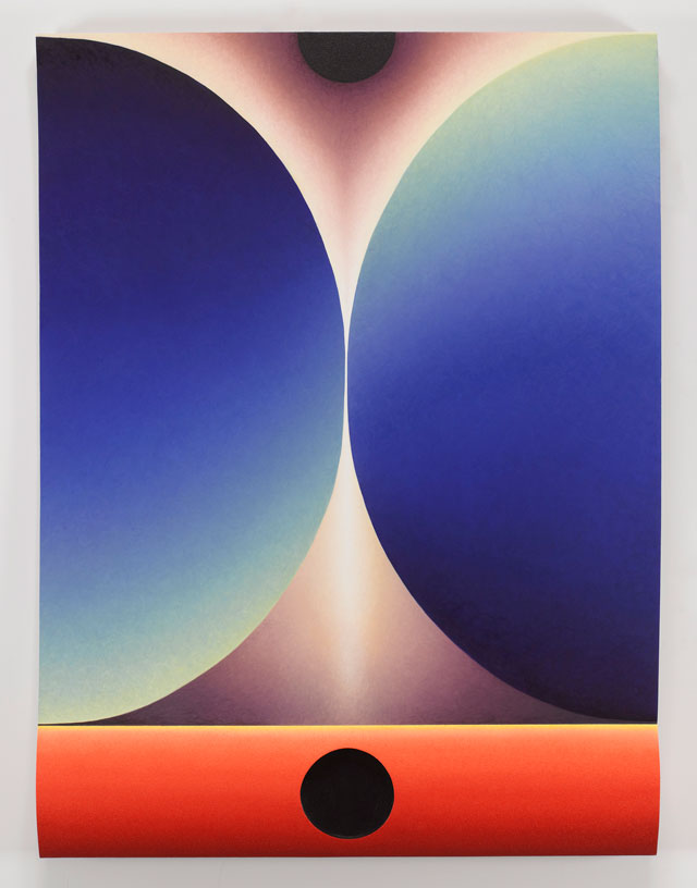 Loie Hollowell. Dominant/Recessive, 2018.
Oil paint, acrylic medium, sawdust and high-density foam on linen mounted on panel,
121.9 × 91.4 × 8.9 cm © Loie Hollowell, Courtesy Pace Gallery.