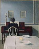 Vilhelm Hammershøi. Interior with Woman at Piano, Strandgade 30, 1901. Oil on canvas, 55.9 x 45.1 cm. Private collection. Photo: Maurice Aeschimann.