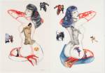 Margaret Harrison. You Looking at Me?, 2013. Watercolour on paper, 28 x 19 1/4 in each. Photograph: Casey Dorobek, courtesy of 
Ronald Feldman Fine Arts, New York.