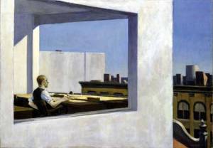 <i>Office in a Small City</i> 1953. Oil on canvas 71.1 x 101.6 cm. The 
        Metropolitan Museum of Art, George A. Hearn Fund 1953. Photocredit@ Copyright 
        1989 The Metropolitan Museum of Art