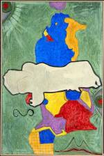Jasper JOHNS, Green Angel 1990. Encaustic, sand on canvas 75 1/8 x 50 3/16 x 1 1/4