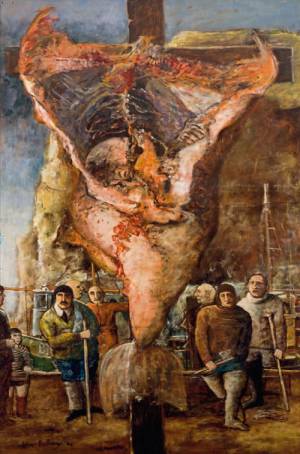 John Bellany. Allegory, 1964, (left-hand panel). Oil on canvas, 212.50 x 413.50 cm
Scottish National Gallery of Modern Art.