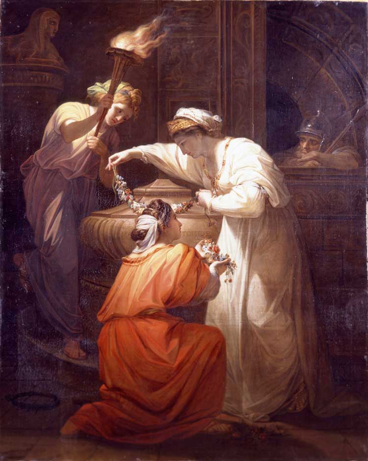 Angelica Kauffman. Cleopatra Adorning the Tomb of Mark Anthony, c1765. Oil on canvas, 125.5 x 105 cm. The Burghley House Collection. Photo © The Burghley House Collection.