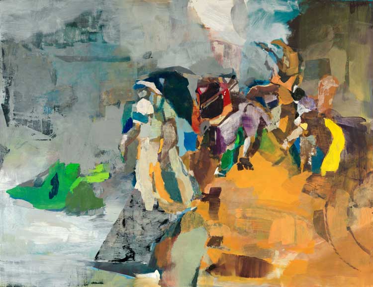 Maki Na Kamura, Claim of Babylon II, 2023. Oil, tempera on canvas, 200 x 260 cm. © Maki Na Kamura. Courtesy Michael Werner Gallery, New York and London.