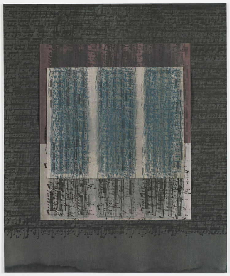 Idris Khan, The Seasons Turn – Winter 6, 2021. Watercolour, oil, paper on aluminium. 45.5 x 55 cm. © Idris Khan. Courtesy the artist and Victoria Miro.