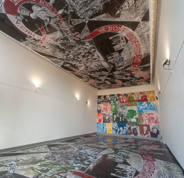 Thomas Kilpper: The Politics of Heritage vs the Heritage of Politics. Installation view, Edinburgh Printmakers, Edinburgh, 27 April – 13 July 2019. Photo: James Boyer Smith.