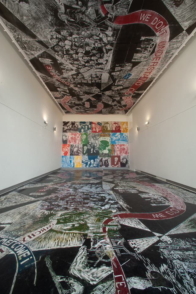 Thomas Kilpper: The Politics of Heritage vs the Heritage of Politics. Installation view, Edinburgh Printmakers, Edinburgh, 27 April – 13 July 2019. Photo: James Boyer Smith.