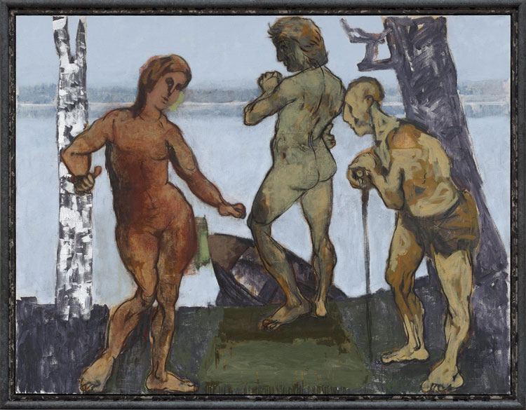 Markus Lüpertz. Jasons Abschied (Jason’s Farewell), 2020. Mixed media on canvas in artist’s frame, 78 3/4 x 102 1/4 in (200 x 260 cm). Courtesy Michael Werner Gallery, New York and London.