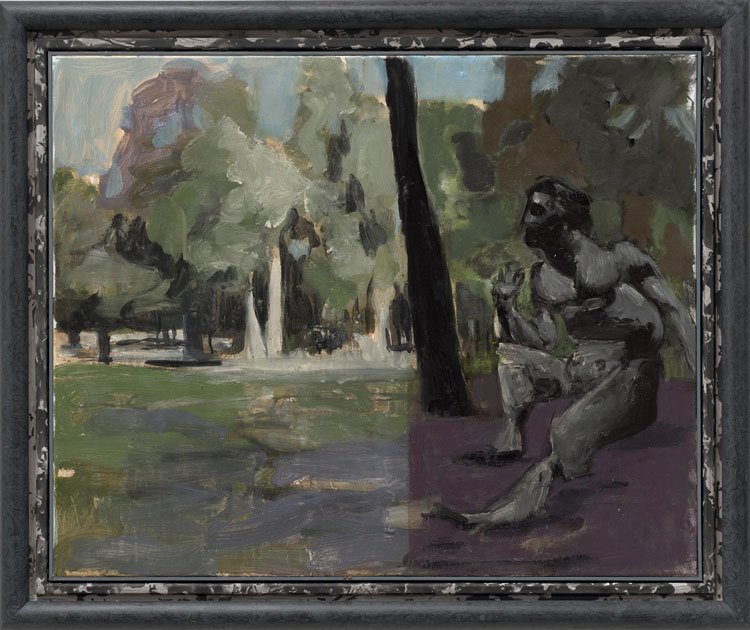 Markus Lüpertz. Adam, 2020. Mixed media on canvas in artist’s frame, 32 x 39 1/4 in (81 x 100 cm). Courtesy Michael Werner Gallery, New York and London.