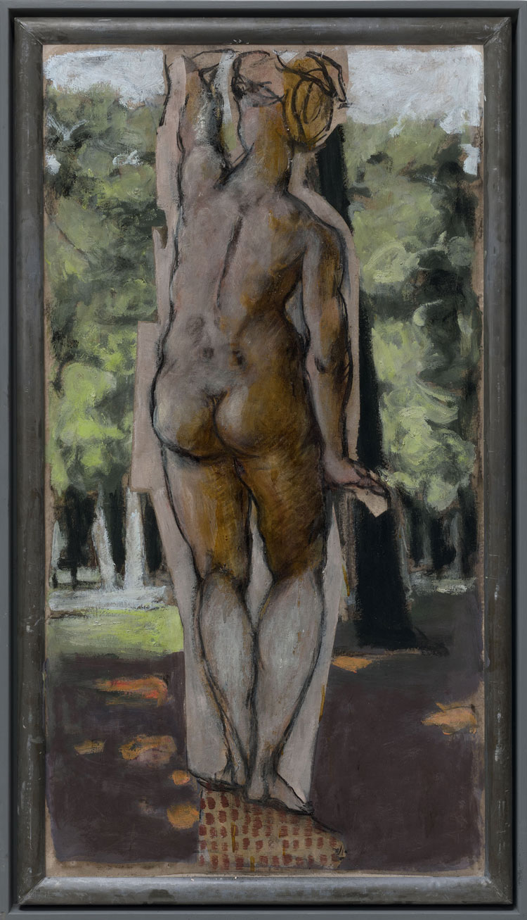 Markus Lüpertz. Nymphe Märkisch (Nymph Märkisch), 2020. Mixed media on cardboard in artist’s frame, 52 x 27 1/2 in (132 x 70 cm). Courtesy Michael Werner Gallery, New York and London.