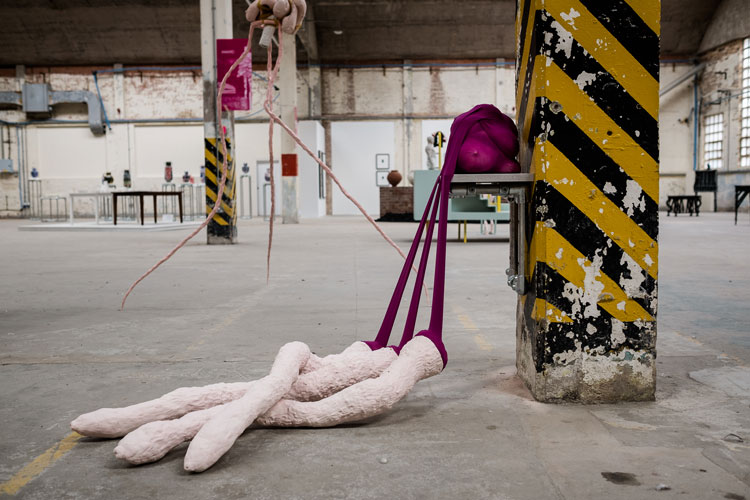Sam Lucas. Legs Akimbo, 2019. Ceramic, textile, H98 x W56 x L157 cm. Photo: Jenny Harper photography.