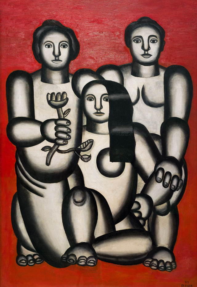 Fernand Léger. Three women on a red background, 1927. Oil on canvas, 138.5 x 95.5 cm. Musée d