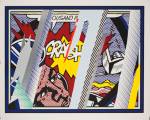 Roy Lichtenstein. Reflections on Crash, 1990. Lithograph, screenprint, relief, and metalized PVC collage with embossing on mold-made Somerset pape, 150.2 x 190.5 cm. Lent by The Roy Lichtenstein Foundation Collection 2015 © Estate of Roy Lichtenstein/DACS 2015.