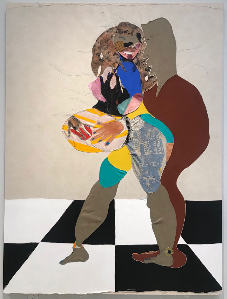 Tschabalala Self. Bellyphat, 2016. Mixed media on canvas. Photo: Jill Spalding.
