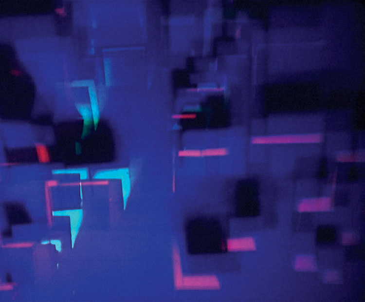 Nalini Malani, Utopia, 1969-1976. Two channel film installation, digitized 16 mm b/w and 8 mm colour, 4:39 min, silent. Collection: Centre Pompidou, Paris. Photo: Nalini Malani. © Nalini Malani.