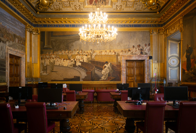 Angelica Mesiti, ASSEMBLY, 2019 (production still) three-channel video installation in architectural amphitheater. HD video projections, colour, six-channel mono sound, 25 mins, dimensions variable. © Photograph: Bonnie Elliott. Commissioned by the Australia Council for the Arts on the occasion of the 58th International Art Exhibition–La Biennale di Venezia, courtesy of the artist and Anna Schwartz Gallery, Australia and Galerie Allen, Paris.
