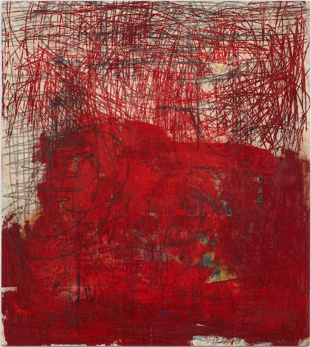 Oscar Murillo. Catalyst #28, 2018. Oil and graphite on canvas, 260 × 235 cm. Photo: Matthew Hollow. © Oscar Murillo. Courtesy the artist.