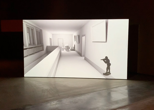 Daria Martin: Tonight the World, video game, installation view, The Curve, Barbican Centre, London, 2019. Photo: Martin Kennedy.