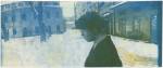 Boris Mikhailov. At Dusk (Series), 1993–2000. One of a series of 110 photographs, gelatin silver prints, blue hand toned, each 5 1/8 x 11 ¾ inches (13 x 29.5 cm).