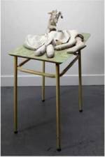 Cathie Pilkington. <em>Mother</em>, 2010. Wood, blanket, straw, clay, lino, steel, paint, 110 x 80 x 50 cm.  &copy; the artist and Space Station Sixty-Five. Photo: Graham Challifour.