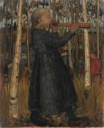 Paula Modersohn-Becker. Jeune fille jouant de la flûte dans la forêt de bouleaux (ou Jeune fille au chalumeau), 1905. Tempera on canvas on wood, 110.4 x 90.2 cm. Museen Böttcherstrasse, Paula Modersohn-Becker Museum, Brême. © Paula-Modersohn-Becker-Stiftung, Brême.