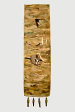 Sana Musasama. They Raped the Mountains for the Gold, 2007-10. Ceramic and mixed media on painted canvas, 60 x 17 in. 
Courtesy of the June Kelly Gallery, NY.