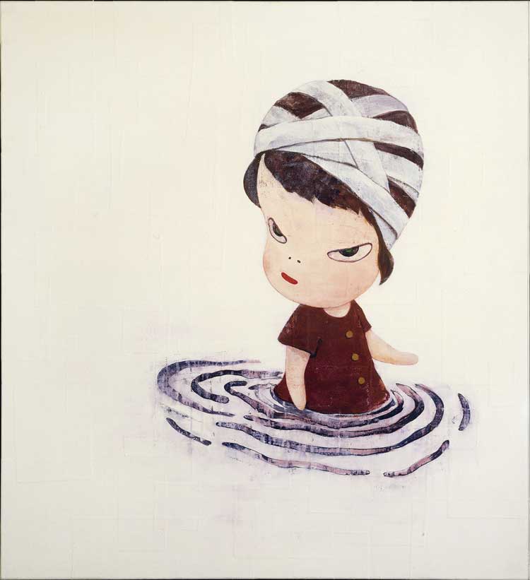 Yoshitomo Nara. In the Deepest Puddle II, 1995. Acrylic on cotton mounted on canvas, 120 x 110 cm. Takahashi Ryutaro Collection. © Yoshitomo Nara, courtesy Yoshitomo Nara Foundation.