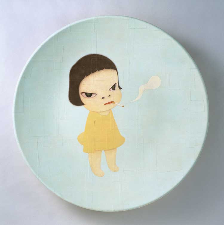Yoshitomo Nara. Too Young to Die, 2001. Acrylic on cotton mounted on fibre-reinforced plastic (FPR), 180 cm diameter. Courtesy of the Rubell Museum, Miami and Washington, D.C. © Yoshitomo Nara, courtesy Yoshitomo Nara Foundation.