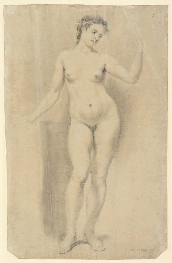 Mary Moser 1744-1819, Standing Female Nude. The Fitzwilliam Museum, Cambridge.