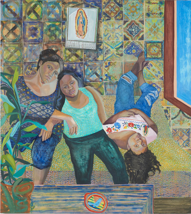 Aliza Nisenbaum, Las Talaveritas, 2015. Oil on linen, 162.6 x 1448 cm (64 x 57 in). Courtesy of the artist and Mary Mary, Glasgow.
