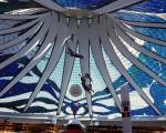 Oscar Niemeyer. Interior of<em> Bras&iacute;lia Cathedral,</em> Brasilia, Brazil (1960). Angels by Alfredo Ceschiatti. Exhibition 'Oscar Niemeyer Arquiteto Brasileiro Cidad&atilde;o'. Photograph &copy; Kadu Niemeyer