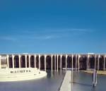 Oscar Niemeyer. <em>Mondadori Editions Building</em>, Milan, Italy (1968). Exhibition 'Oscar Niemeyer Arquiteto Brasileiro Cidad&atilde;o'. Photograph &copy; Kadu Niemeyer
