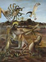 Sidney Nolan. <em>Temptation of St Anthony,</em> 1952. Oil and enamel on hardboard, 121.8 x 91.3 cm. Collection National Gallery of Victoria, Melbourne. &copy; The Trustees of the Sidney Nolan Trust