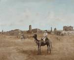 Sidney Nolan. <em>Burke and Wills leaving Melbourne, </em>1950. Ripolin enamel on hardboard, 121.9 x 152.5 cm. Private collection. &copy; The Trustees of the Sidney Nolan Trust