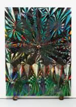 Chris Ofili. Third Eye Vision, 1999. Oil, acrylic, paper collage, glitter, polyester resin, map pins and elephant dung on linen, 243.8 x 182.8 cm
Courtesy Walker Art Centre, Minneapolis.