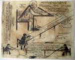 Dennis Oppenheim. Mindlessness, 1974. Proposal for Palais des Beaux-Arts, Brussels. Graphite on vellum, 48.3 x 61 cm.    
© Dennis Oppenheim.