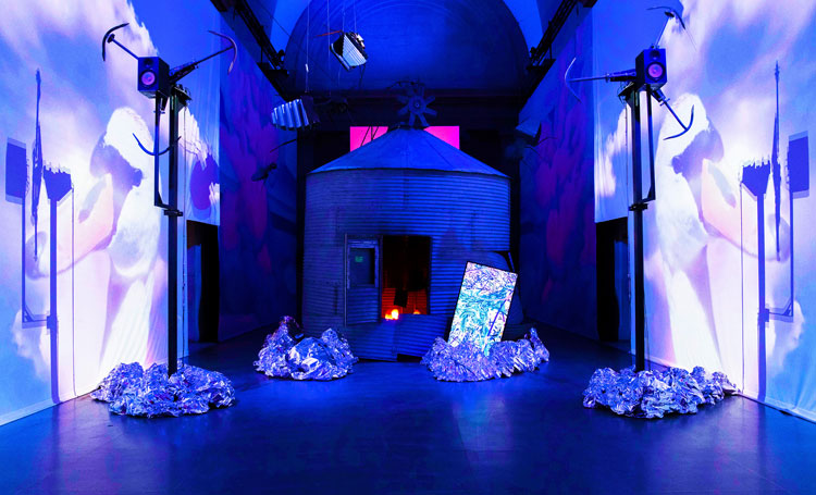 Tate Britain Commission: Heather Phillipson: Rupture No.1: blowtorching the bitten peach
© Tate photography (Oliver Cowling).