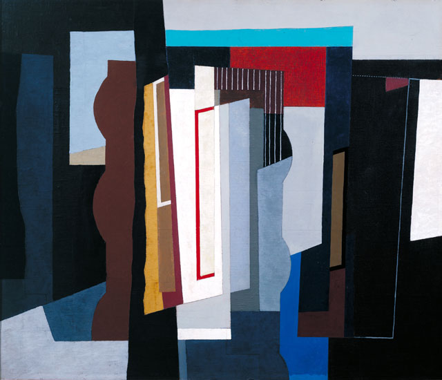 John Piper. Abstract I, 1935. Oil paint on canvas on plywood, 91.7 x 106.5 x 5 cm. Tate. Purchased 1954. © The Piper Estate / DACS 2017. © National Museum of Wales.