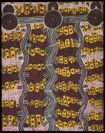 Kaapa Tjampitjinpa. <em>Storm at Camps on the Rain Dreaming Trail, </em>1978. Synthetic polymer on canvas board, 710 x 555 mm. All works &copy; the artists or their estates and licensed by Aboriginal Artists Agency, 2007&nbsp;