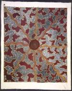 Tim Leura Tjapaltjarri. <em>Honey Ant Hunt, </em>1975. Synthetic polymer paint on canvas, 1,995 x 1710 mm. All works &copy; the artists or their estates and licensed by Aboriginal Artists Agency, 2007