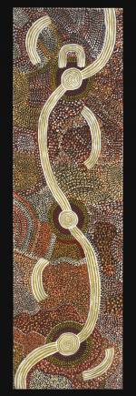 David Corby Tjapaltjarri. <em>Dreaming of Matjadji (Matjatji),</em> 1975. Synthetic polymer paint on canvas, 1,652 x 478 mm. All works &copy; the artists or their estates and licensed by Aboriginal Artists Agency, 2007