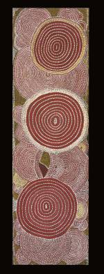 Shorty Lungkarta Tjungurrayi. <em>The Two Women Dreaming,<strong> </strong></em>1975. Synthetic polymer paint on canvas, 1,652 x 496 mm. All works &copy; the artists or their estates and licensed by Aboriginal Artists Agency, 2007