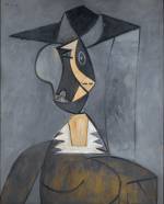 Pablo Picasso  (1881-1973). <em>Woman in Grey</em>, 1942. Oil on panel 39 1/4 x 31 7/8 in. (99.7 x 81.0 cm) The Alex Hillman Family Foundation, New York &copy; 2006 Estate of Pablo Picasso/Artists Rights Society (ARS), New York