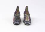 Paul Poiret (French, 1879-1944) by Andr&eacute; Perugia (French, 1893-1977). <em>Le Bal</em> Shoes, 1924. Multicolored seed-bead embroidered portraits. The Metropolitan Museum of Art, Purchase, Friends of The Costume Institute Gifts, 2005