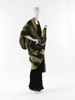 Paul Poiret (French, 1879&ndash;1944). Evening Wrap, 1918. Black silk and gold lam&eacute; striped satin weave jacquard. The Metropolitan Museum of Art, Milla Davenport and Zipporah Fleisher Fund, 2005