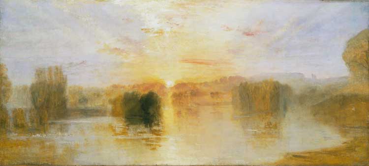 Joseph Mallord William Turner, The Lake, Petworth, Sunset; Sample Study, c1827-8. Oil on canvas, 66 x 142.2 cm. Tate Collection.
