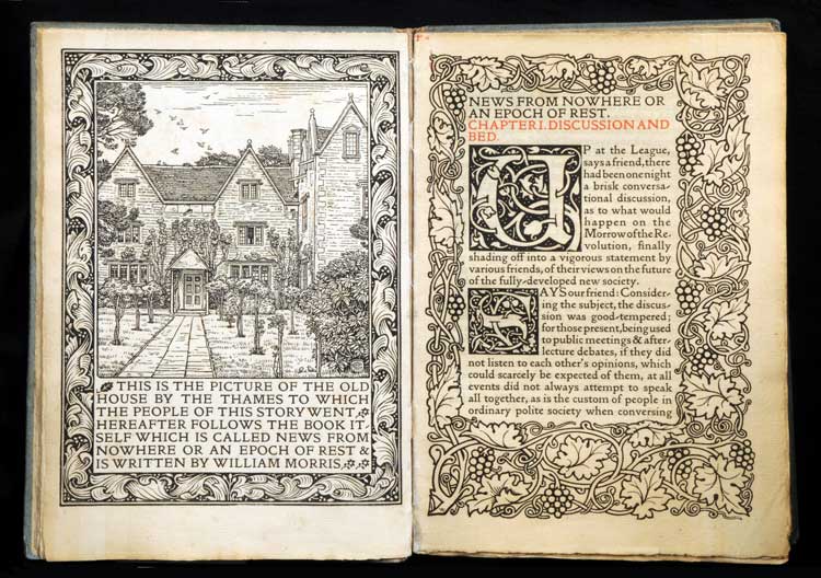 William Morris, News From Nowhere, 1893. Frontispiece by Charles March Gere. © William Morris Gallery.
