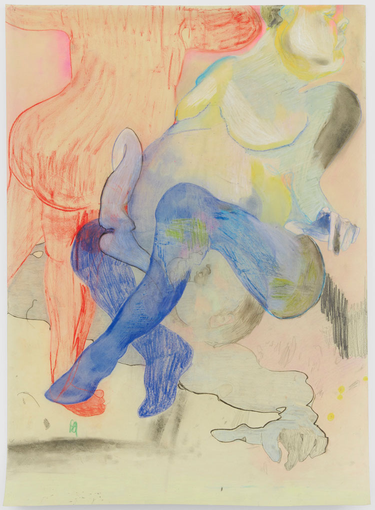 Cat Roissetter, Muster I, 2020. Colour pencil, graphite, crayon, on olive oil primed paper, 90 X 64 cm. © the artist.