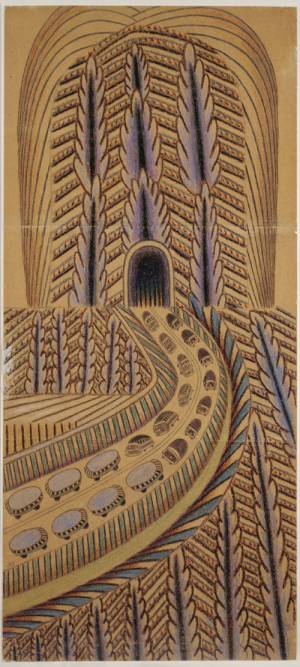 Martín Ramírez. UNTITLED (Tunnel with Cars and Buses) (1895-1963). Auburn, California c. 1948-1963. Pencil and crayon on pieced paper 53 x 23 in Collection of Robert M. Greenberg Photo courtesy Robert M. Greenberg, New York